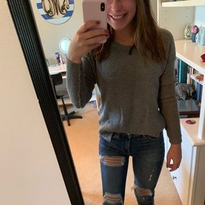 Knitted Gray Scoopneck Sweater